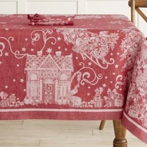 Williams Sonoma Christmas Table Cloth 70”x 144”